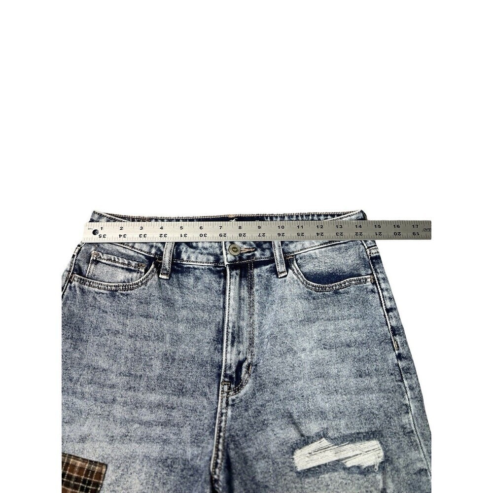 Hollister Ultra-High Rise Mom Jeans Patch Denim VintageStretch Women 5R 27x27 - Picture 8 of 11
